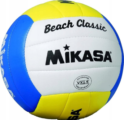 Top volejbolli Mikasa VX1.5 Beach Classic, mini përmasë 1, për plazh, blu e verdh e bardh