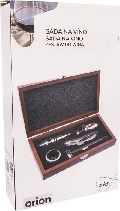 Set aksesorësh vere Orion Wine, 5 pjesë, çelik dhe dru, kafe