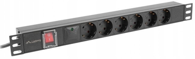 Listelë energjie Lanberg 6x Schuko, 19", 2m, hyrje C14, e zezë