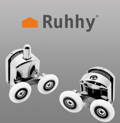 Rrota dushi Ruhhy 22900, set 8 copë, për kabinë xhami 4–6 mm, krom