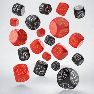 Set zare Q-Workshop Fortress Compact D6, 20 zare me 6 faqe, për RPG, të kuqe edhe të zeza