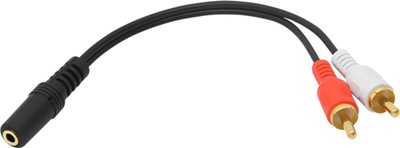 Kabllo audio pa markë 2x RCA në 3.5mm, 20cm, e zezë