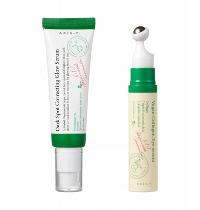 Set serum fytyre AXIS-Y Glass Skin Duo, Dark Spot Correcting Glow 50ml, Vegan Collagen Eye Serum 10ml