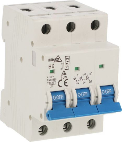 Ndërprës automatik Bemko A00-S7-3P-B06, 3P B 6A, 230V AC, i bardhë