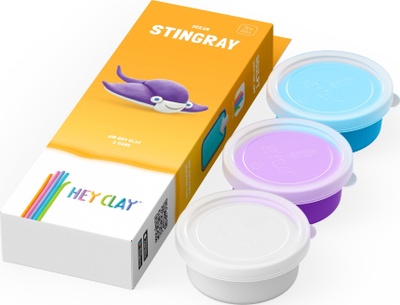 Set plasteline Hey Clay Stingray, 3 dosa, me ngjyra të ndryshme