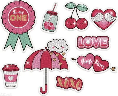 Set ngjitësash diamond painting Dalprint Xoxo Stickers, për kalamaj, shumëngjyrësh