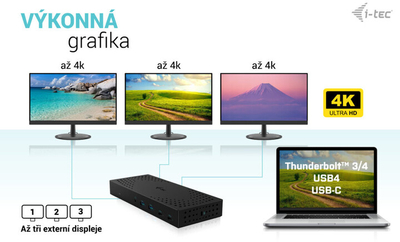 Докинг станица i-tec USB 3.0/USB-C/Thunderbolt, 3x 4K Display, PD 100W