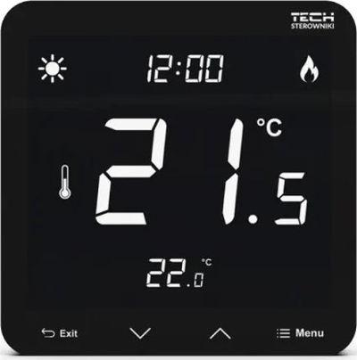 Termostat dhome Tech Controller ST-297V3, montim i fshehtë, panel xhami 3 mm, i zi