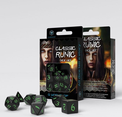 Set zare Q-Workshop Classic Runic, 7 copë, i zi e i gjelbër