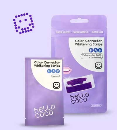 Shirita zbardhuese Hello Coco Whitening Strips, PAP, 14 copë, vjollcë
