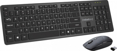 Set tastierë dhe maus Rebeltec MAXIM, wireless 2.4GHz, 104 taste, i zi