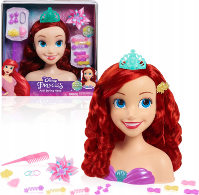 Lodër stilimi flokësh Disney Princess Ariel Styling Head, 18 pjesë, flokë të kuqe
