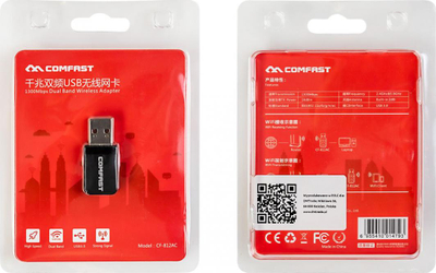 Adapter WiFi USB COMFAST CF-812AC, 1300Mbps, Dual Band 2.4GHz 5GHz, i zi
