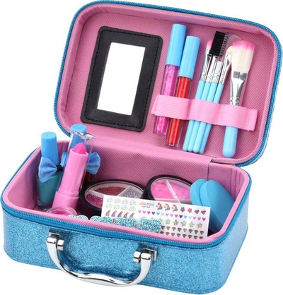 Set kozmetike Leantoys, valixhe plastike, kuti blu