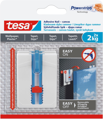 Gozhdë ngjitëse Tesa Adhesive Nail, mban deri 2 kg, rregullohet në lartësi, për tapete