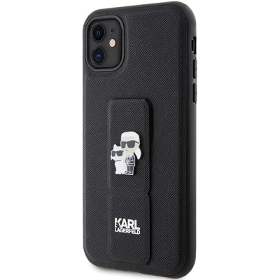 Kopertinë Karl Lagerfeld KLHCN61GSAKCPK, për iPhone 11 XR 6.1", hardcase Gripstand Saffiano, e zezë