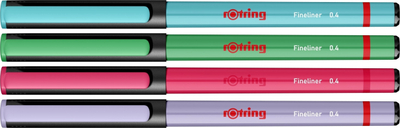 Stilolaps fibër Rotring Fineliner, 0.4 mm, set 4 copa Fun Colors