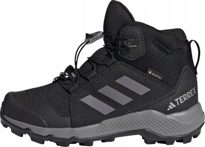 Këpucë trekking për kalamoj Adidas Terrex Mid GTX K Jr, membranë Gore Tex, taban Continental, të zeza