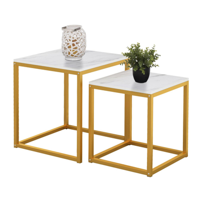 Set tavolina anësore Grelay 2-pjesësh MDF & metal 45×45×50 cm (HM8762.11)