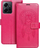 Kastë telefoni Mezzo Book për Xiaomi Redmi Note 12 4G, portofol me xhepa, mbyllje magnetike, magenta