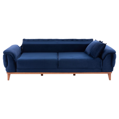Divan-Shtrat 3 ulëse, këmbë druri, 240×95×80 cm HM3249.18, kaltër