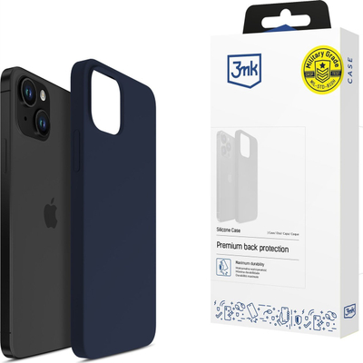 Kapak silikoni 3MK për iPhone 15 Plus, mbrojtës, blu navy