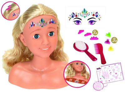 Set lodër stilimi flokësh Theo Klein Princess Coralie, kokë kukulle mesatare, me aksesorë, shumëngjyrësh