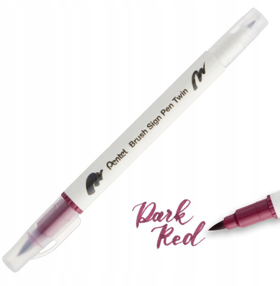 Stilolaps brush Pentel Sesw30C, dy maja, për kalligrafi, e kuqe e errët