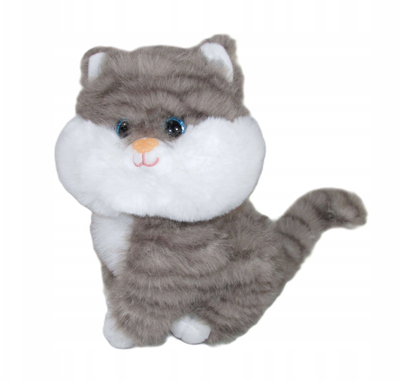 Lodër pelushi mace Cat With Voice, 22cm, me zë, gri e bardhë