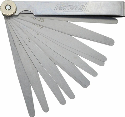 Matës boshllëqesh AWTools Feeler Gauge, 100mm, 17 fleta 0.02-1.0mm, metalik