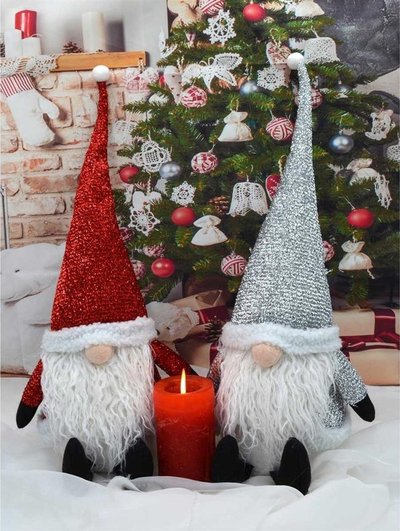 Figurë zbukurimi Saska Christmas Gnome Santa, 50 cm, me shkëlqim, e kuqe