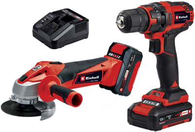 Set veglash pa kabllo Einhell Power X-Change TC-TK 18 Li, kaçavidë 18V, mulli këndor 18V, i kuq