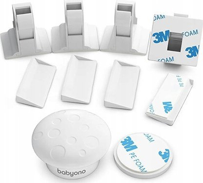 Bllokues magnetik për mobilje BABYONO, set 4 copë, ngjitës 3M, i bardhë