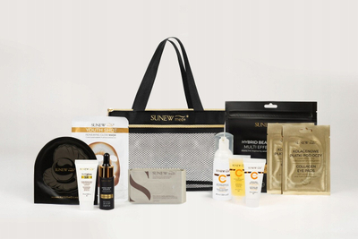 Патен сет Sunewmed+ Travel Kit, нега на кожа ден и ноќ, со несесер, црн