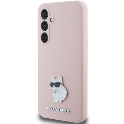 Mbulesë telefoni Karl Lagerfeld Choupette, silikon i lëngshëm, për Samsung Galaxy S23 FE, rozë