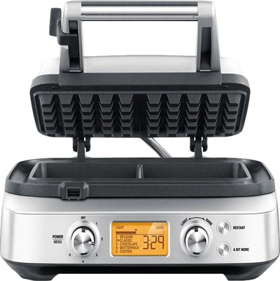 Aparat waffle Sage The Smart Waffle Pro BWM620UK, panele jo ngjitëse, ekran digjital, ngjyrë argjendtë