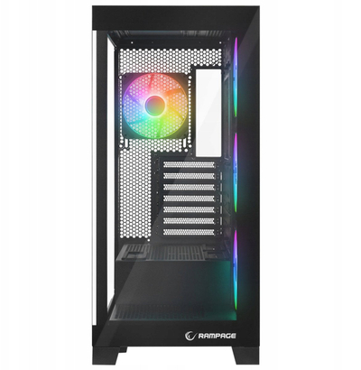 Kuti kompjuteri Rampage Hydra V2 Aquarium, 4 ventilatorë ARGB, ATX E ATX, e zezë