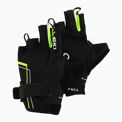 Dorëza Nordic Walking Leki Nordic Breeze Shark Short 6, Trigger Shark 2.0, të zeza me të verdhë e të bardhë
