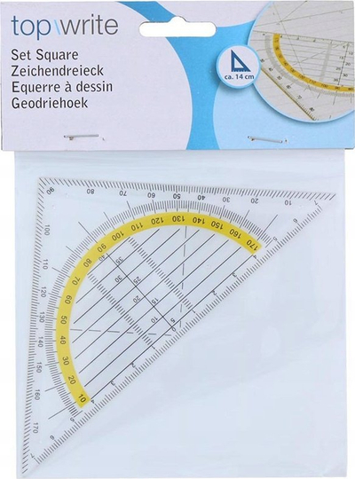 Shabllon vizatues Topwrite, trekëndësh plastik 14 cm, transparent