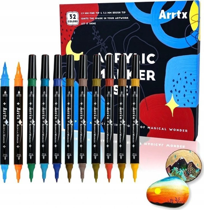 Markera akrilik ARRTX Highlighters, 32 copë, majë 3.2mm, shumëngjyrësh