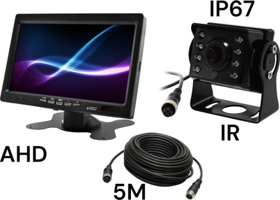 Set monitor parkimi NVOX 7\", AHD, kamer mbrapa IP67 IR, i zi