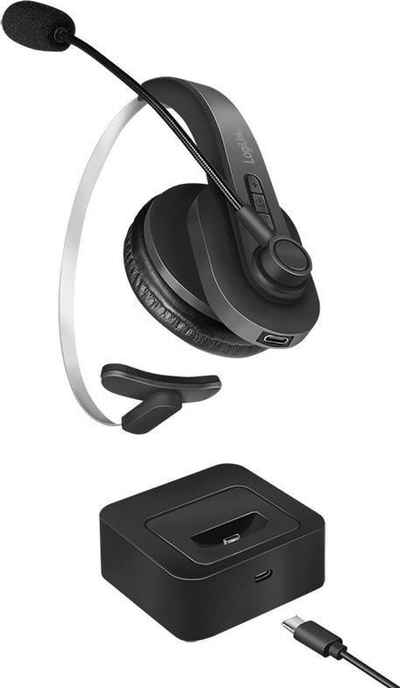 Kufje Bluetooth LogiLink, mono me mikrofon, me stacion karikimi, të zeza
