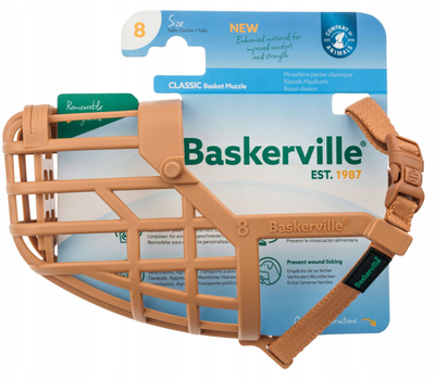 Носна маска за кучиња Baskerville Classic Basket Muzzle 8, материјал TPR, висока удобност, кафеава