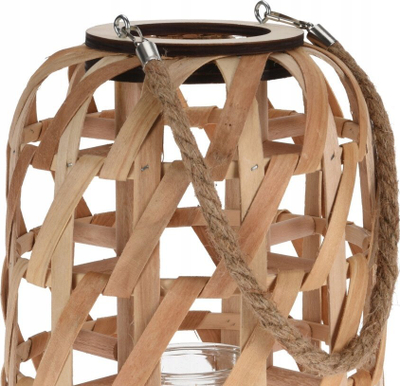Fener dekorativ PROGARDEN Wooden Candle Lantern KO-435103010, 47 cm, dru, ngjyrë natyrale