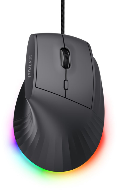 Гејмерски глушец Trust GXT 145 Rexxa, ергономски, со USB кабел, RGB, црн