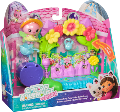 Set loje Spin Master Gabby's Dollhouse Queen Kitty Fairy Garden Balcony, për shpi lodrash, shumëngjyrësh