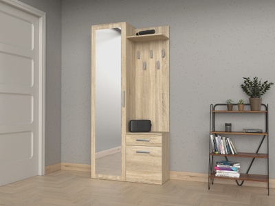 Set garderobe Wardrobe Duo Sonoma Oak, me pasqyrë, panel me varese, sonoma oak
