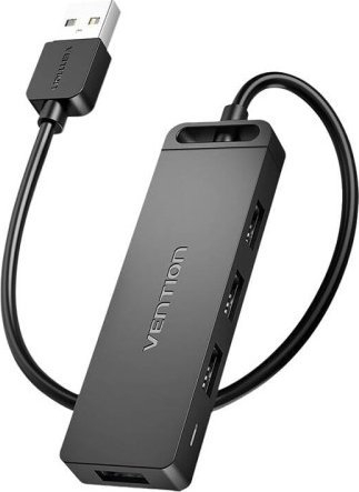 HUB USB Vention 4 porta 2.0, me rrymë, 0.15m, i zi