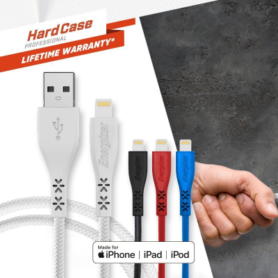 Kabllo Energizer HardCase USB A në Lightning, MFi, 1.2m, e zezë