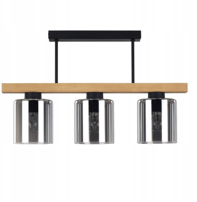 Llambë tavani TK Lighting Norman 10193, 3xE27, dru, e zezë